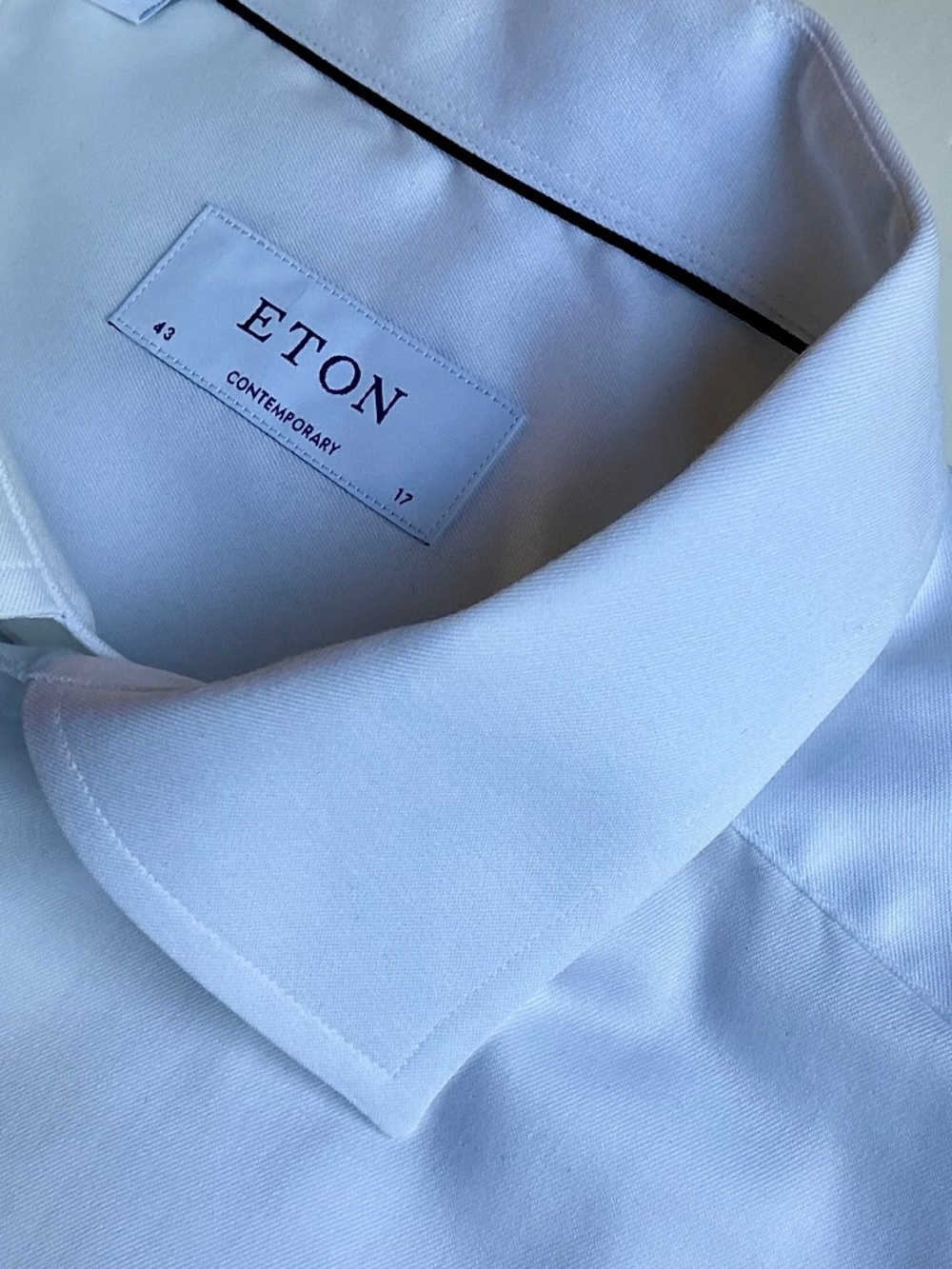 ETON solid white signature Twill cotton shirt Sz17 made in Romania 🇷🇴